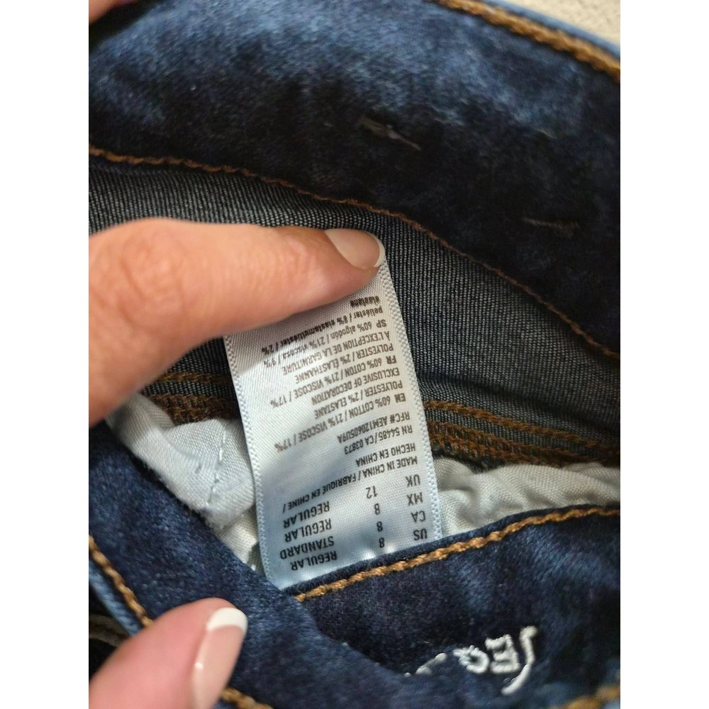 American Eagle Super Stretch Distressed Jeggings Dark Wash Blue Denim Womens 8 - Picture 5 of 5